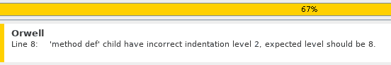Example of indentation error message